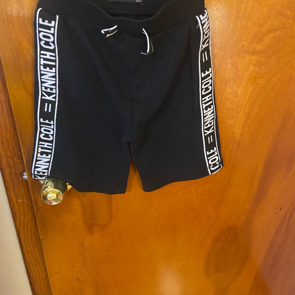 Kenneth Cole Black Athletic Shorts with Logo Trim